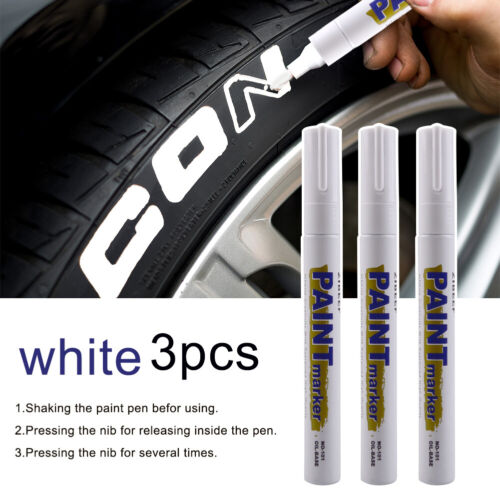 3 pièces stylos à peinture blanche marqueur imperméable permanent pneus de voiture caoutchouc stylos à lettrage - Photo 1/7