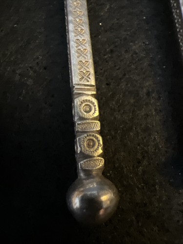 Rare Tuareg Or Nigeran Silver Spoons 167gr. Ornate ball handle stamp work. - Picture 10 of 12