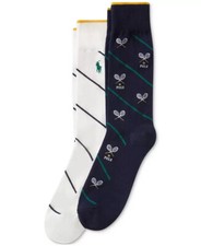 Ralph Lauren Men's 2-Pack Racquet Trouser Sock, Multi, 10-13