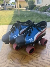 80's BLUE+White roller skates 800J Sunrunners Youth Size 4 Skater Shoes USA Made