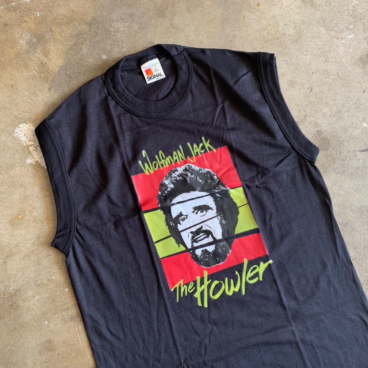 EARLY 80s VINTAGE WOLFMAN JACK (AMERICAN RADIO DJ) MUSCLE TEE T