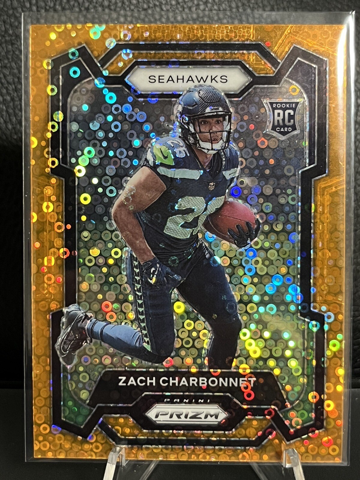 2023 Panini Prizm Zach Charbonnet Orange Disco #392 Rookie RC Seattle Seahawks