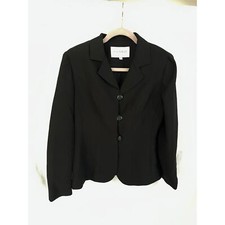 Vintage Hugo Buscati Collection 3 Button Black Blazer Sz 8 Fitted Sleek Career