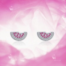 925 silver earrings made with Swarovski crystal watermelon sweet stud baby kids