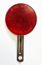 Vintage Bright Star No. 2222 Round Red 2-1/8" Bicycle Reflector w Bracket, Gulco
