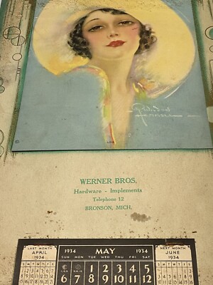 Vtg 1934 Werner Bros. Hardware Implement Bronson Mich Wilson Hammer Pinup Girl