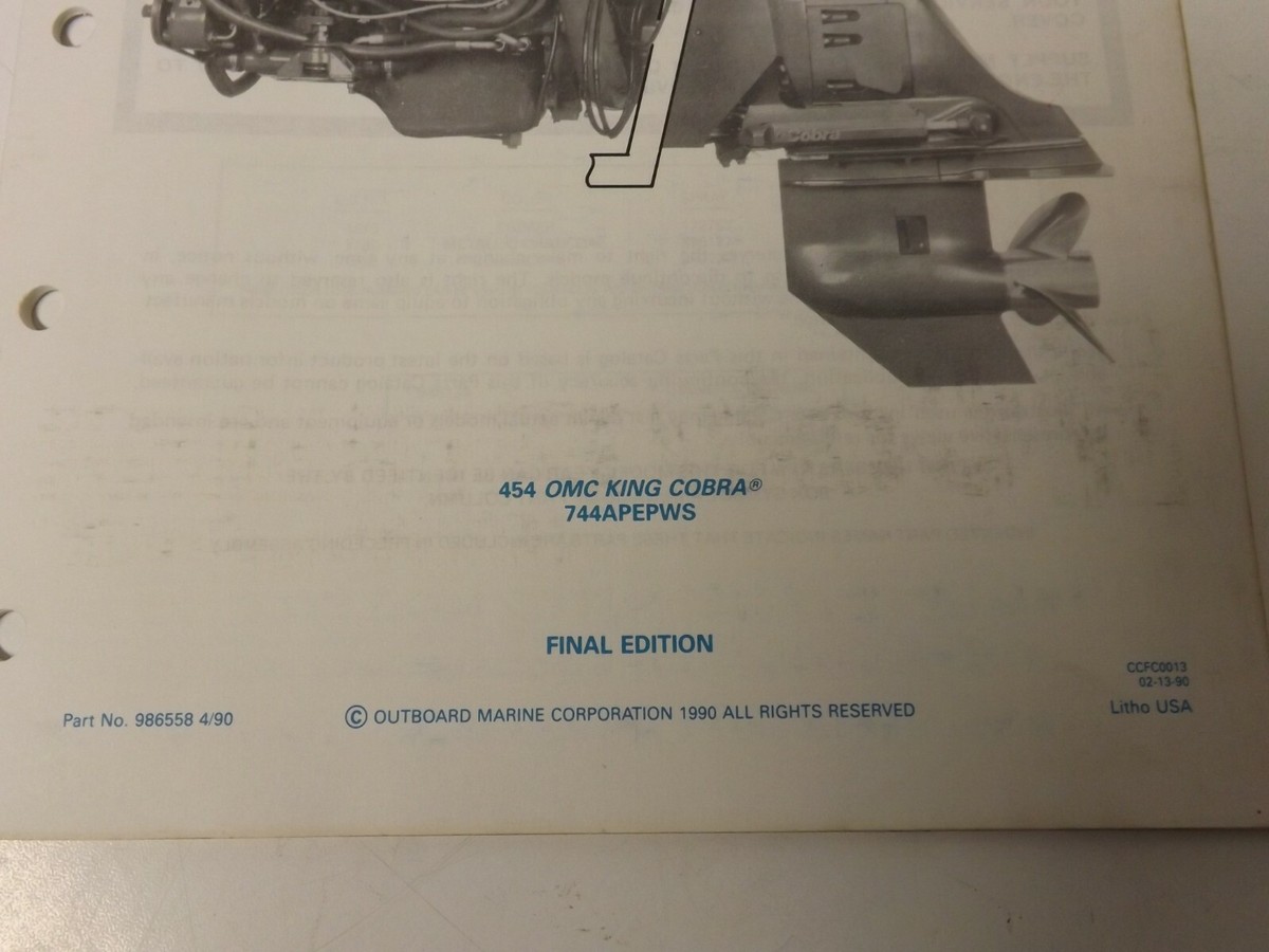 1990 OMC King Cobra stern drive factory parts catalog 986558