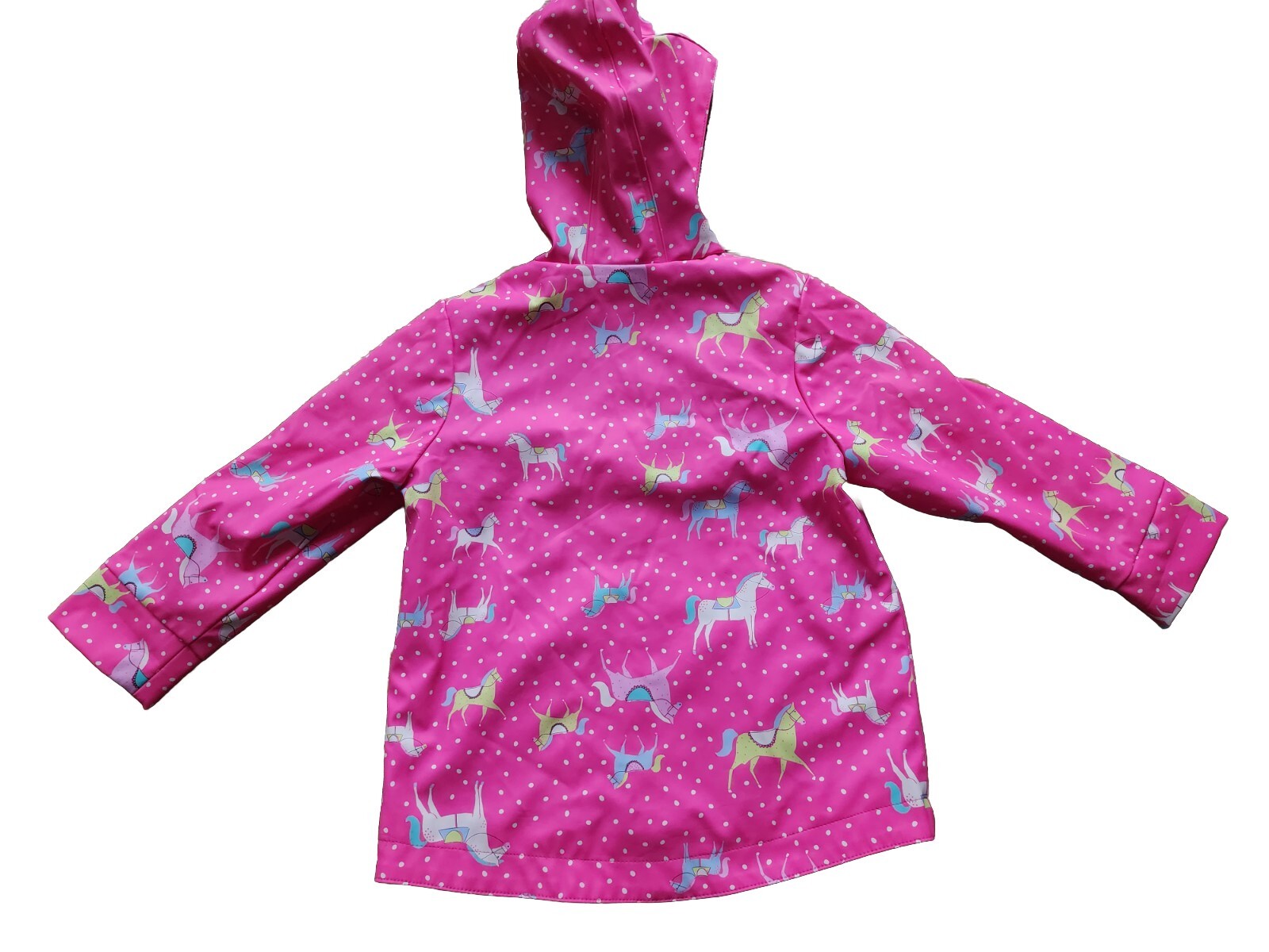 Giacca antipioggia idrorepellente Joules bambino ragazza rosa pony a pois con cappuccio taglia 3 anni