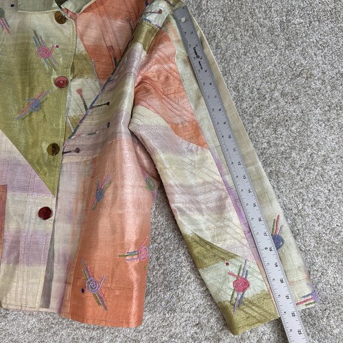 Vintage Parsley & Sage Jacket Blazer Art To Wear Size Large Colorful Silk - Picture 10 of 10