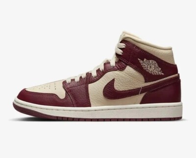 Wmns Nike Air Jordan 1 Mid Split Beach Cherrywood Red Size