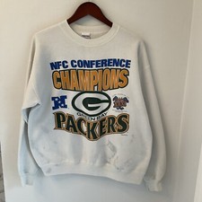Vintage 1996 Green Bay Packers NFC Champion Crew Neck Sweatshirt Mens XL Gray