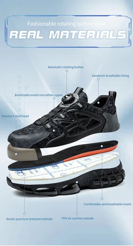 Herren Damen Leichte Arbeitsschuhe Sicherheitsschuhe Stahlkappe S3 Sport Sneaker - Bild 10 von 16