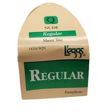 Vtg Leggs Sheer Toe Pantyhose Nude Regular Size Q 14316 SQN