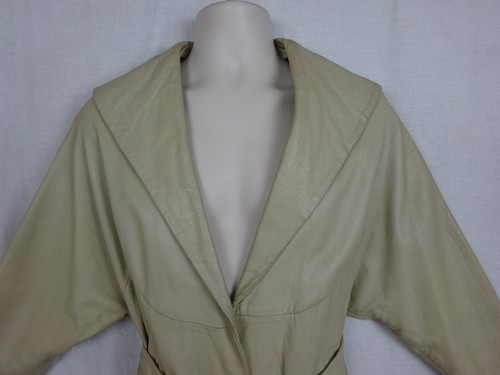Ivory / Beige Leather Trench Coat Duster by Wilson~ House Of Suede Beverly Hills - Picture 3 of 12