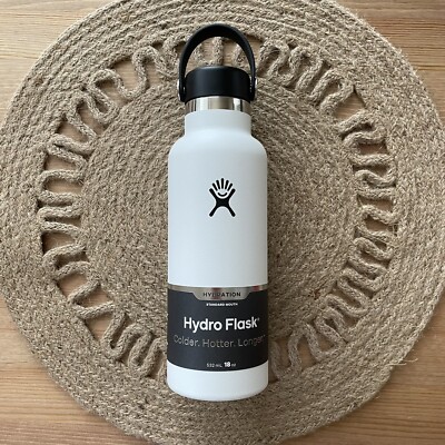Hydro Flask Standard Mouth Stainless Steel Water Bottle, 18 oz White  810497025581|
