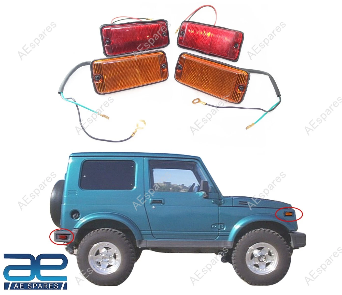 Front & Rear Side Marker Light Set LH RH for Suzuki Samurai SJ413 SJ410
