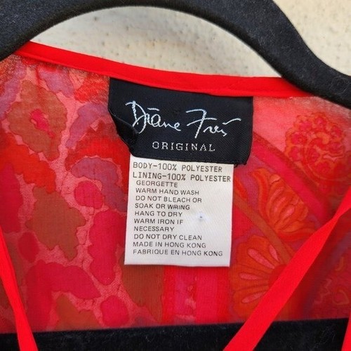 Abito donna vintage Diane Freis georgette multicolore manica lunga scollo a V taglia unica - Foto 7 di 7