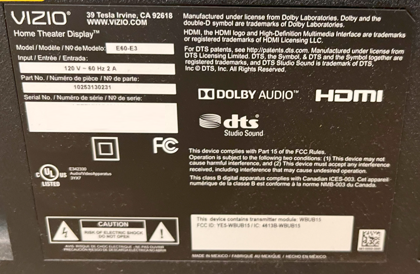 VIZIO 60" Class 4K UHD Smart TV HDR ESeries E60E3 eBay