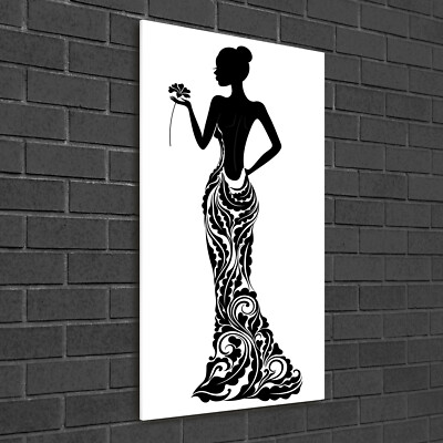 Tableau Déco Moderne Barcelone En Verre Trempé 50x100 Cm - Noir & Blanc
