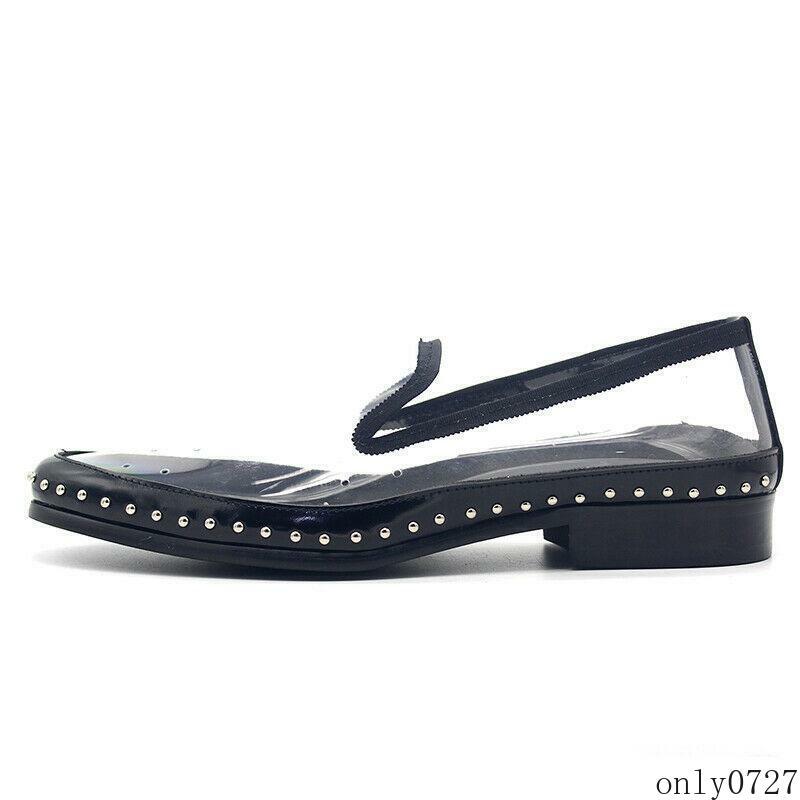 SAOLA Mocassino uomo trasparente pompa pelle rivetto slip on trasparente casual scarpe a punta
