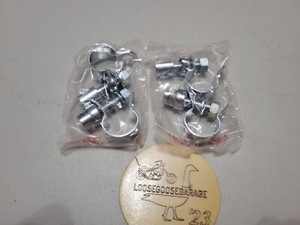 4x NOS Chrome Mirror Clamps Mounts Stanchions 3/8 Harley Davidson Chopper Sporty