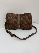 Costanza Rota Italian Leather Braided Woven Brown Satchel Casual Weekend Bag