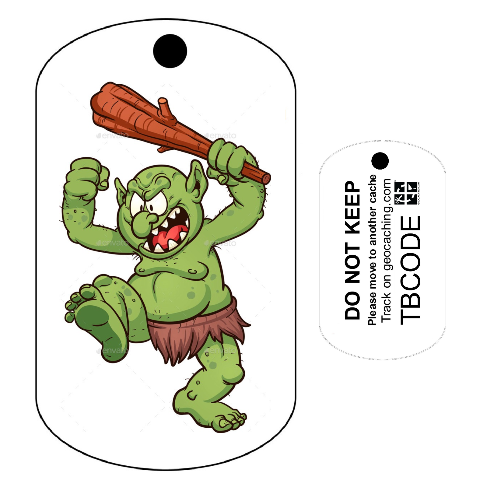 Troll Travel Tag (Travel Bug) For Geocaching - Trackable Tag - Unactivated
