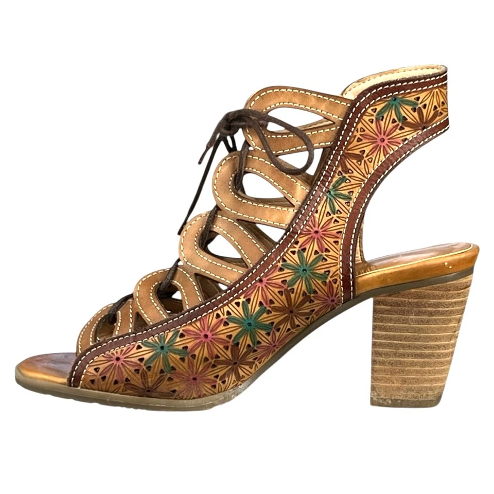 L’artiste X Spring Step Laure Brown Lace Up Heeled Sandals Size 37 US 6.5/7 - Image 2 of 4