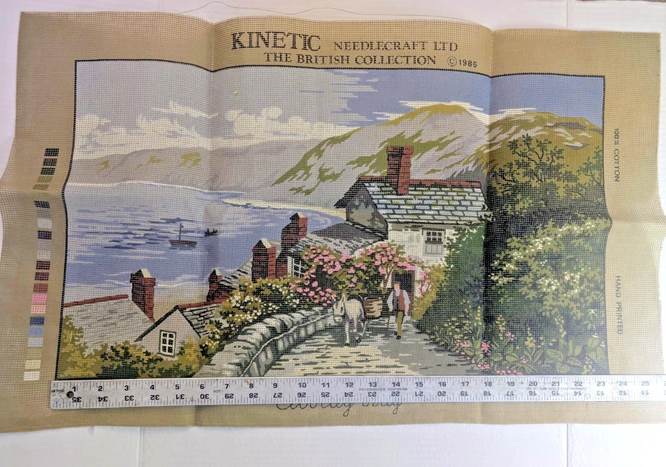 Vintage Canvas Kenetic Needlecraft Ltd KT16 Clovelly Bay UK  16"X24" 1986 - Image 2 of 3