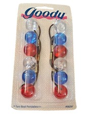 New Vintage Goody Twin Bead Ponytailers 1990s Clear Blue Red Elastic Bands