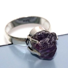 Natural Amethyst Rough 925 Silver Plated Ring US 9 Daily Wear Jewelry Trendy GW
