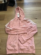 adidas NWT Pink 3-Stripe Full Zip Hooded Jacket Sweatshirt Women s Size M