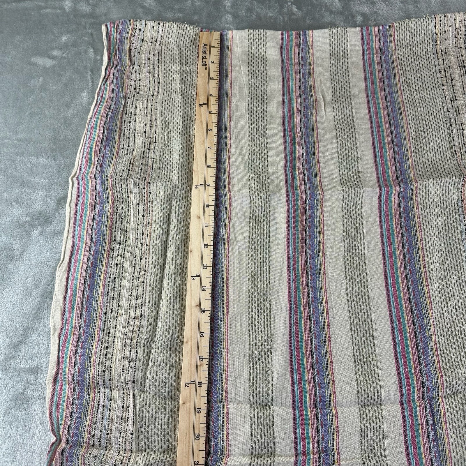 Rectangular Scarf Ivory w/ Multicolored Stripes F… - image 5