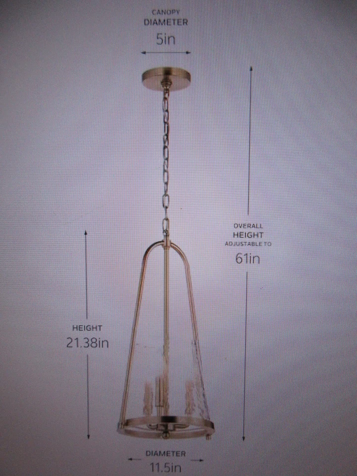 Colgante de vestíbulo de 3 luces Kichler Nerine con vidrio martillado en bronce champán Foto 4 de 4