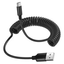 Coiled USB C Cable for Carplay 3ft, Retractable A to Type C Fast... 