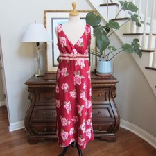 Vintage California Dynasty Burgundy Red Floral Satin Nightgown Size M