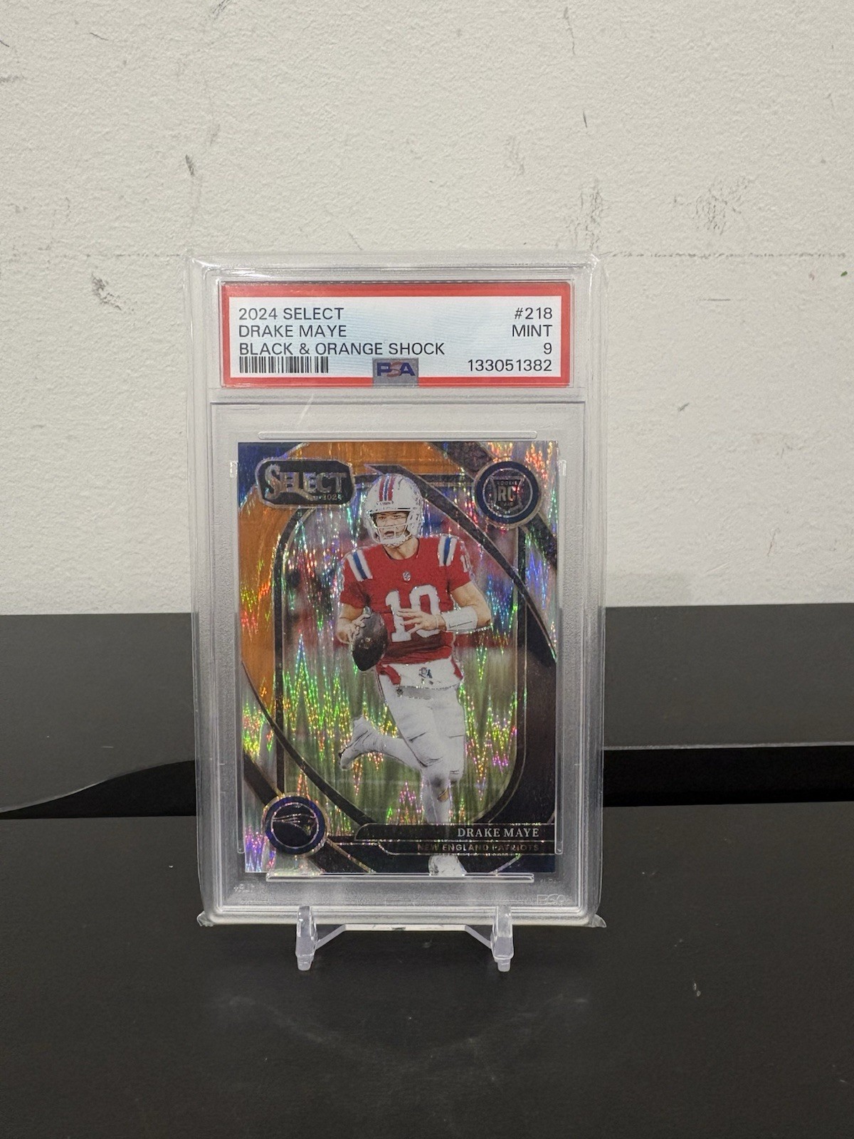 2024 Panini Select - Drake Maye Black & Orange Shock Club Level PSA 9