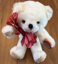 Vintage Russ  Berrie Co 7  White Bear Plush HEART ON PAW Valentines Day RARE  