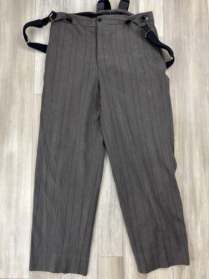 Wah Maker Suspender Pants Frontier Clothing Pinstripe Made In The USA Western  - Image 3 of 4