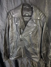 New $1290 Moose Knuckles Canada Black Biker 100% Soft Leather Jacket Size XL