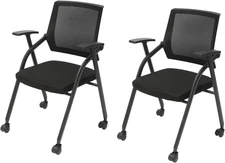 Folding Office Desk Chair with Wheels for Office School Classroom Training