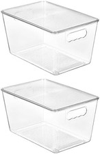 2 Pack Clear Stackable Storage Bins with Lids