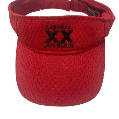 Cerveza Dos Equis Visor Hat Mens One Size Adjustable Promo Beer Logo Mesh Red