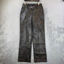 New PrettyLittleThing Faux Leather Dip Waist Flared Trousers Women's 8 Brown