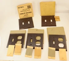 (5) Vintage Bakelite Tumbler Switches + Combination Switch - Receptacle Plates