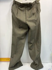 DAKS London Westbury AD Wool Check Trousers 42R 52R Brown Green Tweed NWT