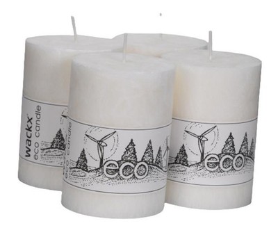 Eco Crystal 4-er Set Blockkerzen, 7x10cm, white