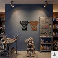 Geometric Schnauzer Dog Metal Wall Art Sculpture Garden Decor Rusty Black 35.8cm