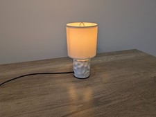 Small Ceramic Table Lamp with Fabric Shade Modern Minimalist EU plug + Adaptor