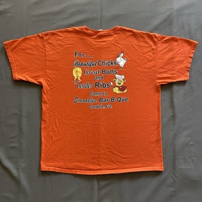 2010s Smoakies Bar-B-Que T Shirt Mens XL Orange Cordele Georgia Restaurant Funny
